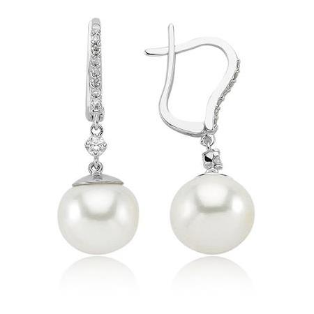 0.21 Karat Pırlanta İnci Küpe