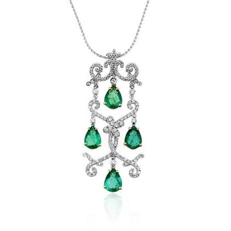 Pırlanta Zümrüt Kolye Taç