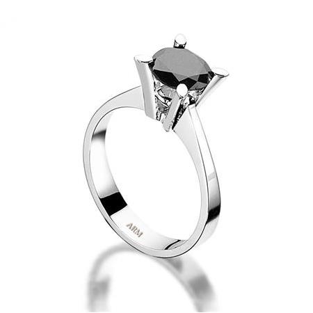 Tektaş Pırlanta Yüzük 1.19 Karat Siyah