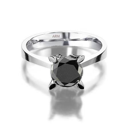 Tektaş Pırlanta Yüzük 1.19 Karat Siyah