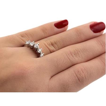 5 Taş Pırlanta Yüzük G Renk 0.50 Karat