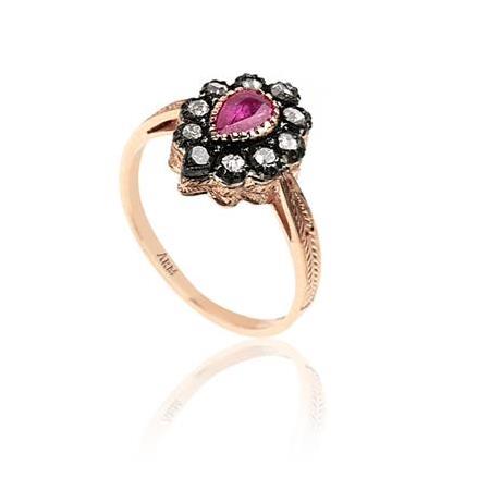 Elmas Yüzük Damla Yakutlu Küçük